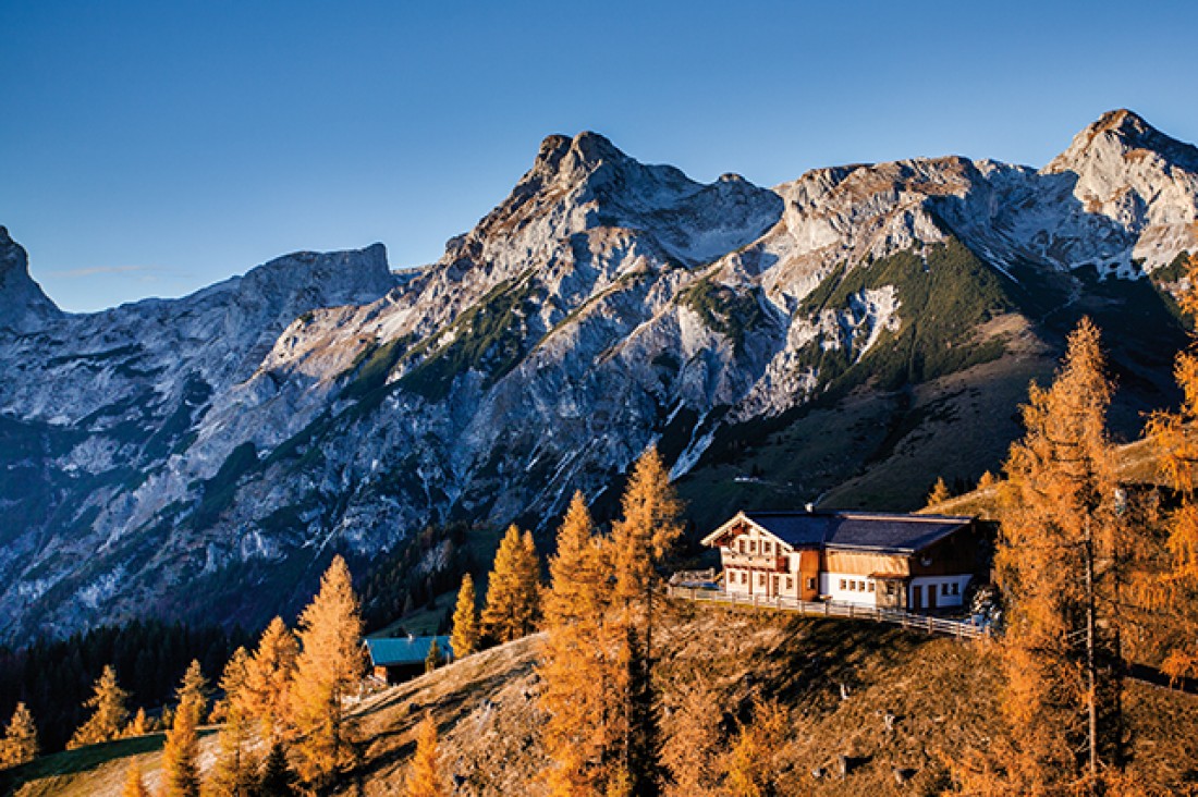 Almhütte Almjuwel im goldenen Herbst zum Wandern für die ganze Familie