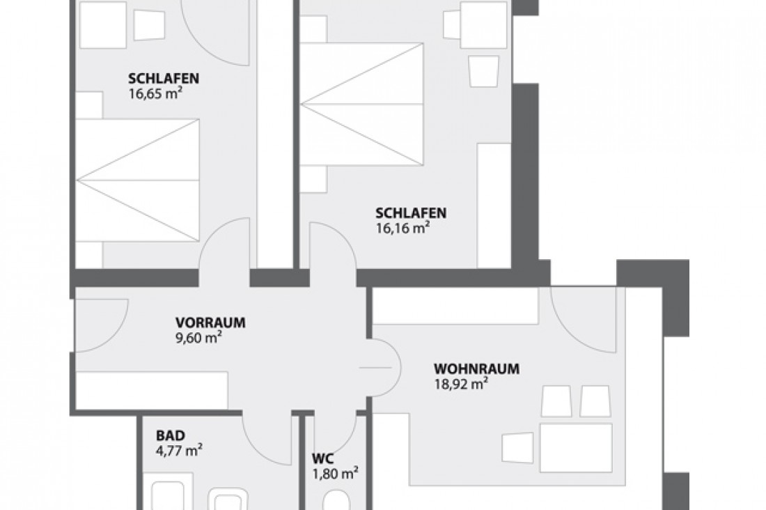 Raumaufteilung Ferienwohnung Bischling im Landhaus Zaglauhof