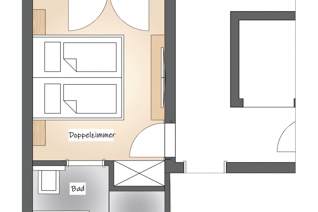 Raumaufteilung Doppelzimmer BergLeben Zaglauhof