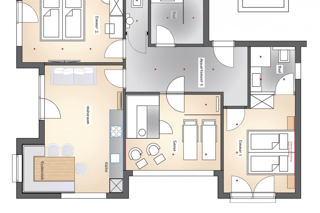Raumaufteilung Ferienapartment BergLeben Zaglauhof Werfenweng im Salzburger Land