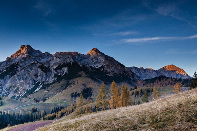 Aussicht aufs Tennengebirge im Herbst