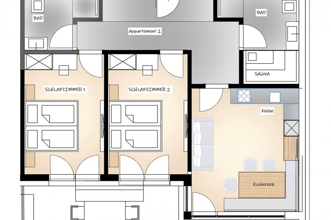 Raumaufteilung Gartenapartment BergLeben Zaglauhof Werfenweng